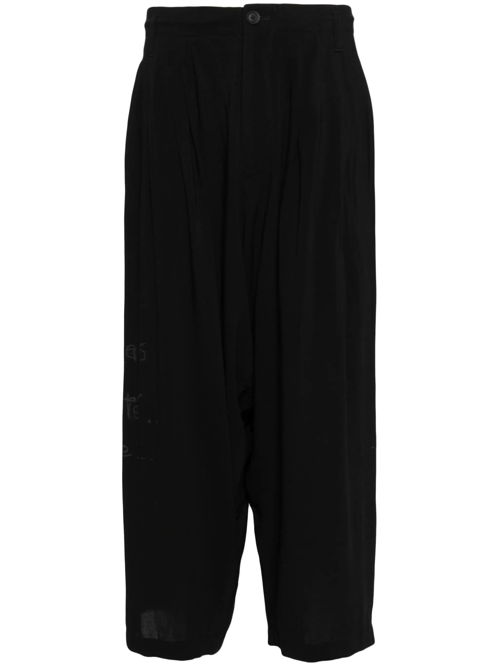 Shop Yohji Yamamoto Graphic-print Cropped Velvet Trousers