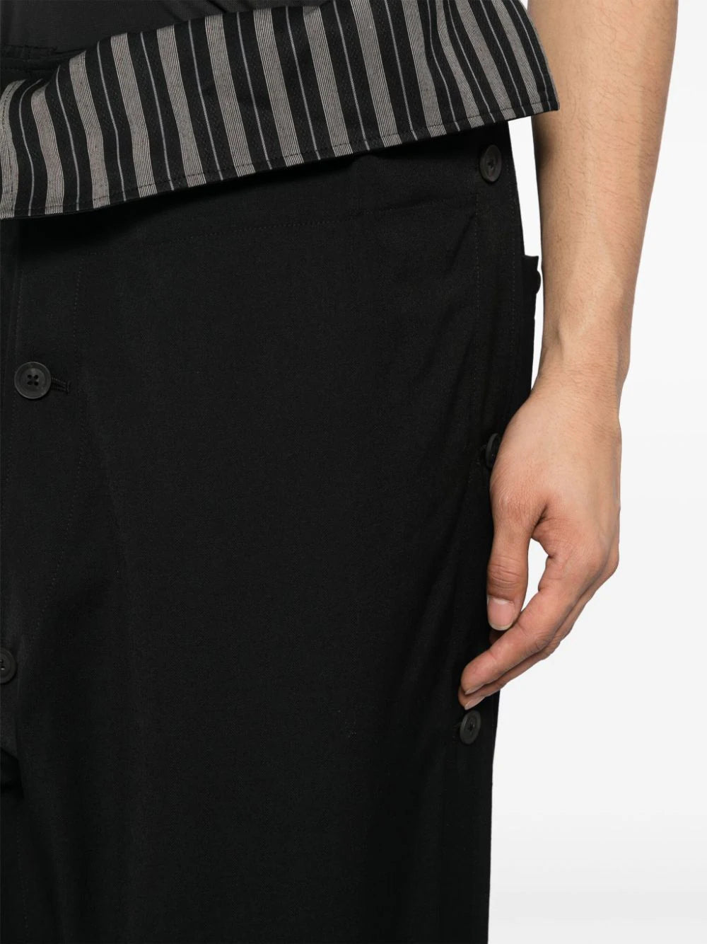 Shop Yohji Yamamoto Folded-waist Wide-leg Wool Trousers