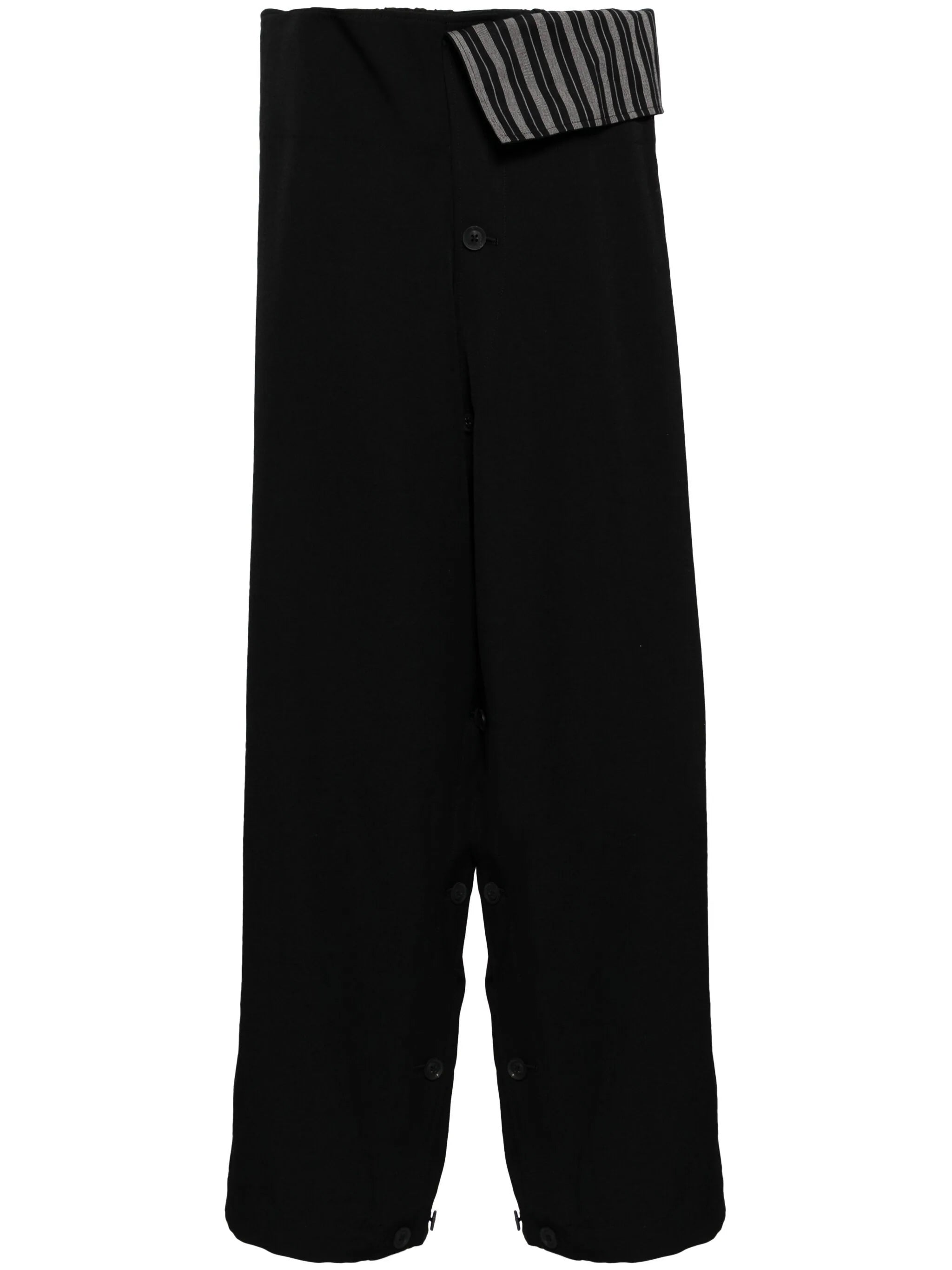 Shop Yohji Yamamoto Folded-waist Wide-leg Wool Trousers