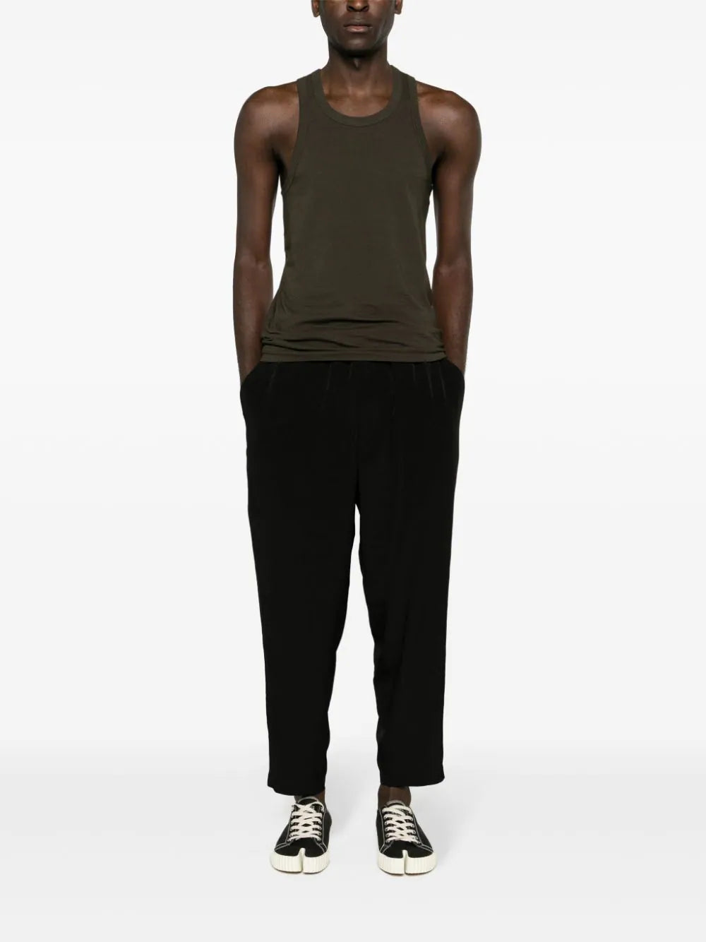 Shop Yohji Yamamoto Drawstring Tapered Trousers