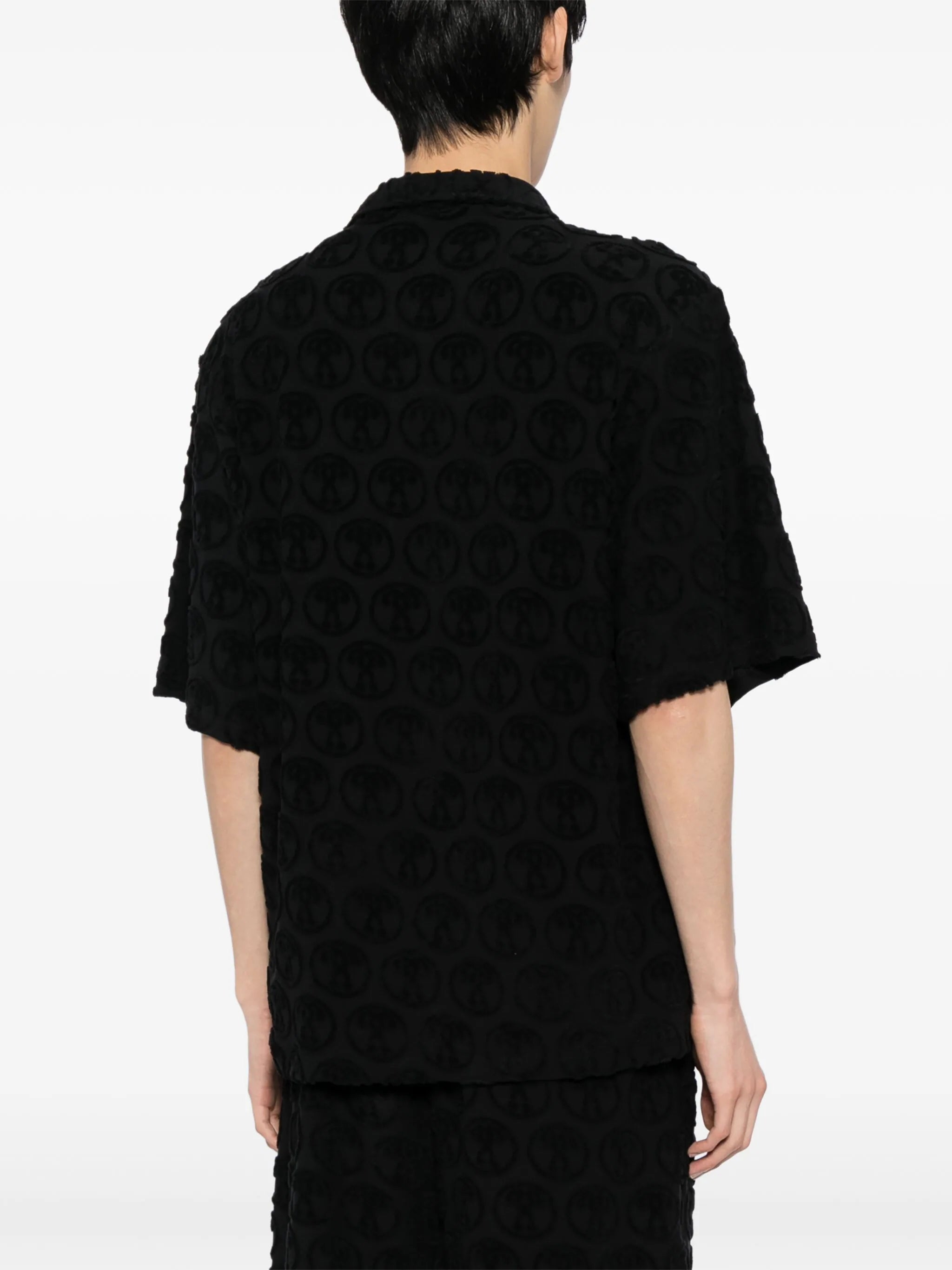 Shop Moschino Logo-embroidered Cotton-blend Shirt