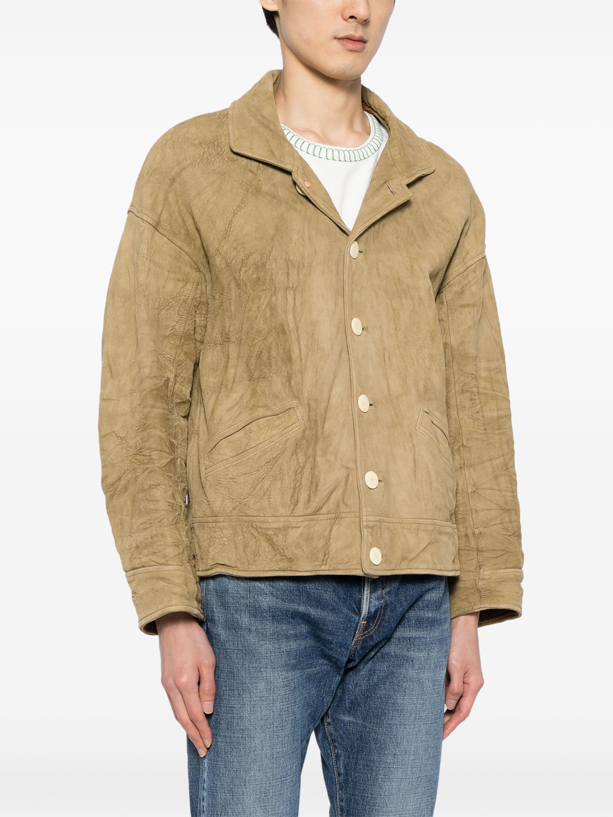 Shop Visvim Eton Leather Jacket