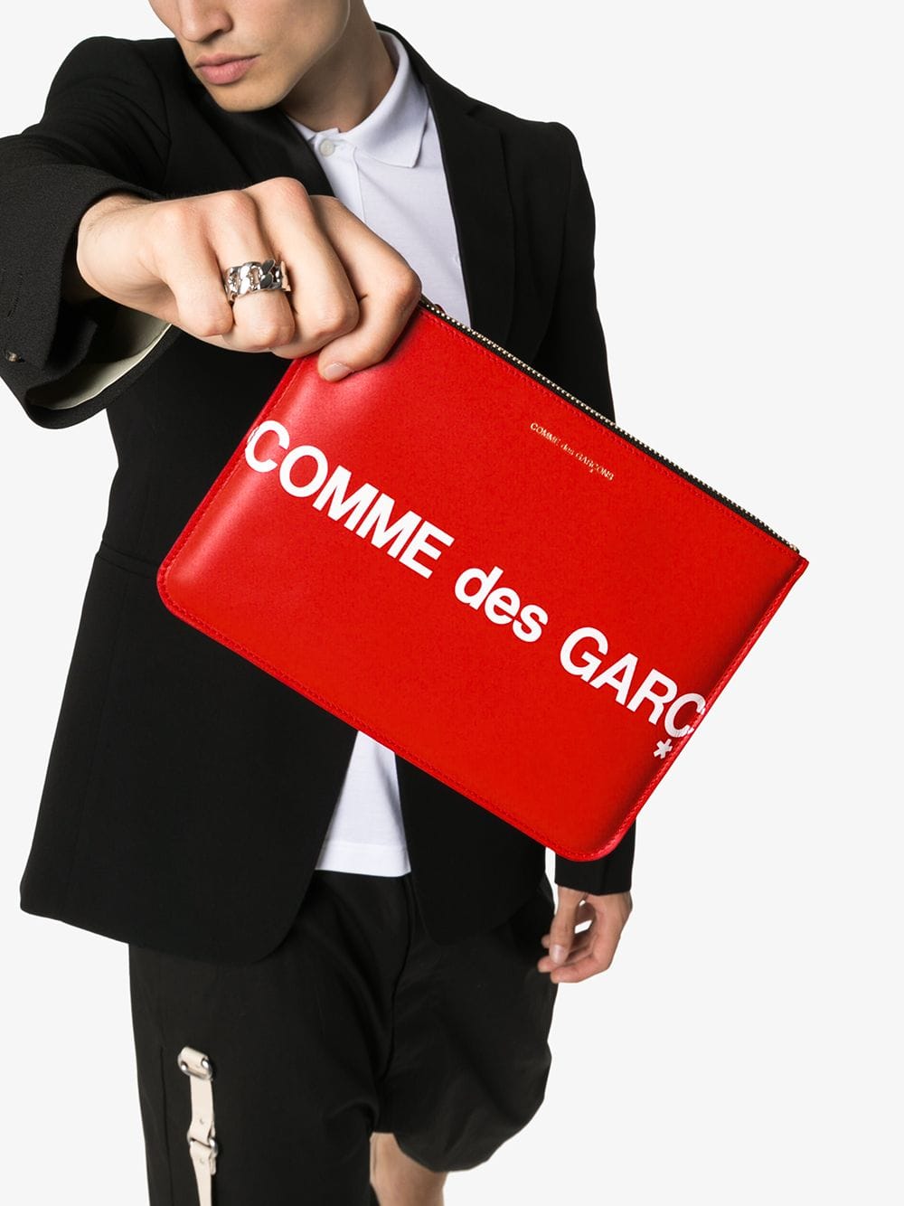 Shop Comme Des Garçons Logo Printed Pouch