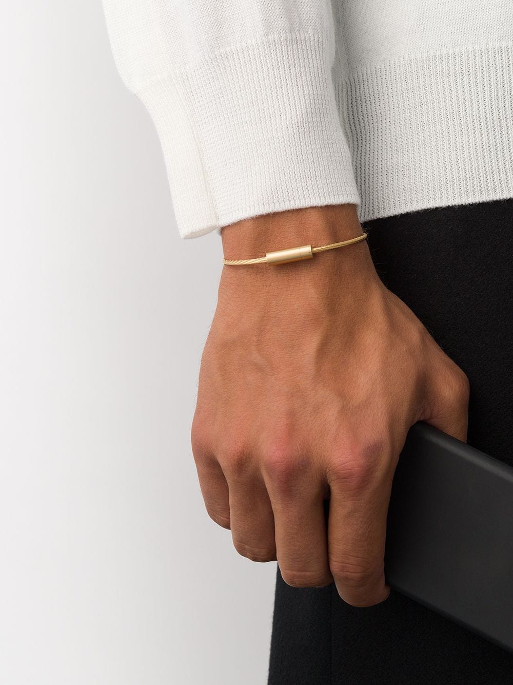 Shop Le Gramme 18kt Yellow Brushed Gold 11 Grammes Cable Bracelet