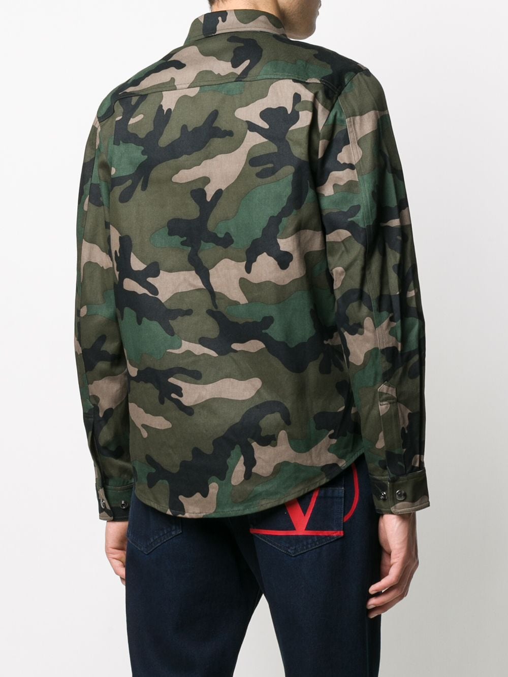 Shop Valentino Embroidered Camouflage Shirt