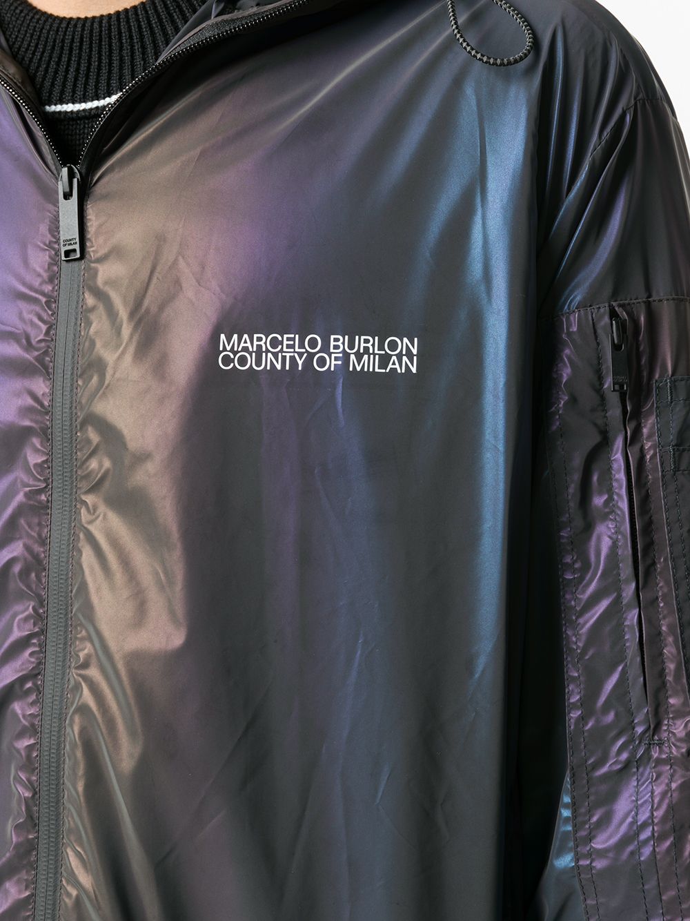 Shop Marcelo Burlon County Of Milan Iridescent Lightweight Hooded Jacket