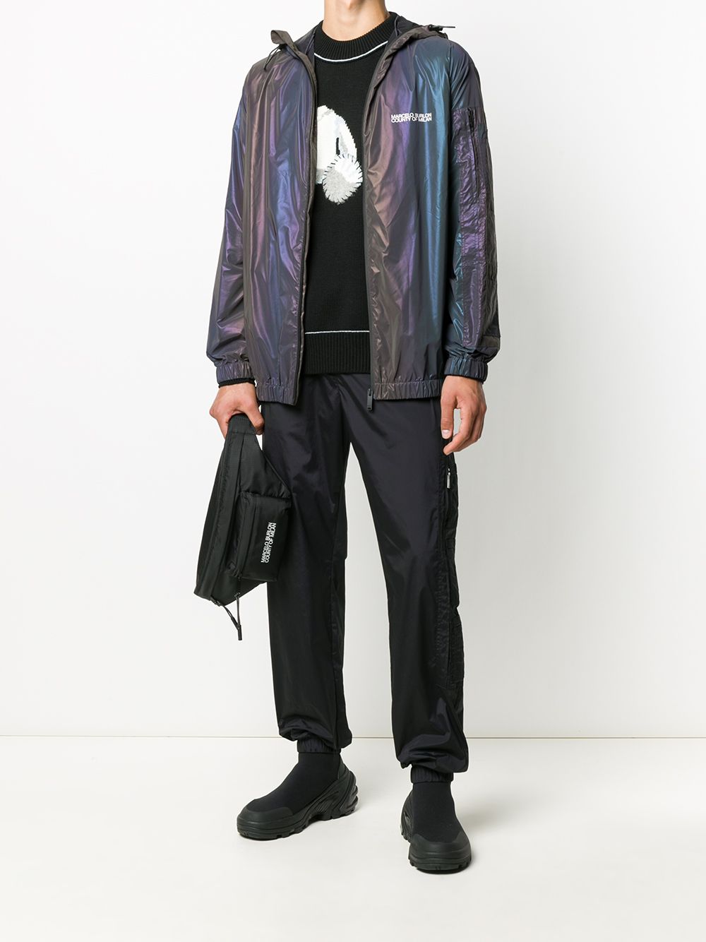 Shop Marcelo Burlon County Of Milan Iridescent Lightweight Hooded Jacket