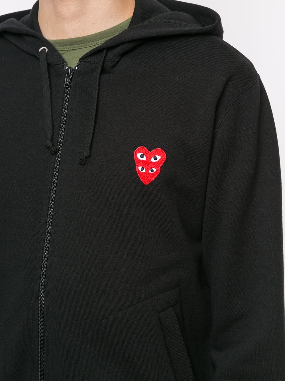 Shop Comme Des Garçons Play Embroidered Logo Hoodie