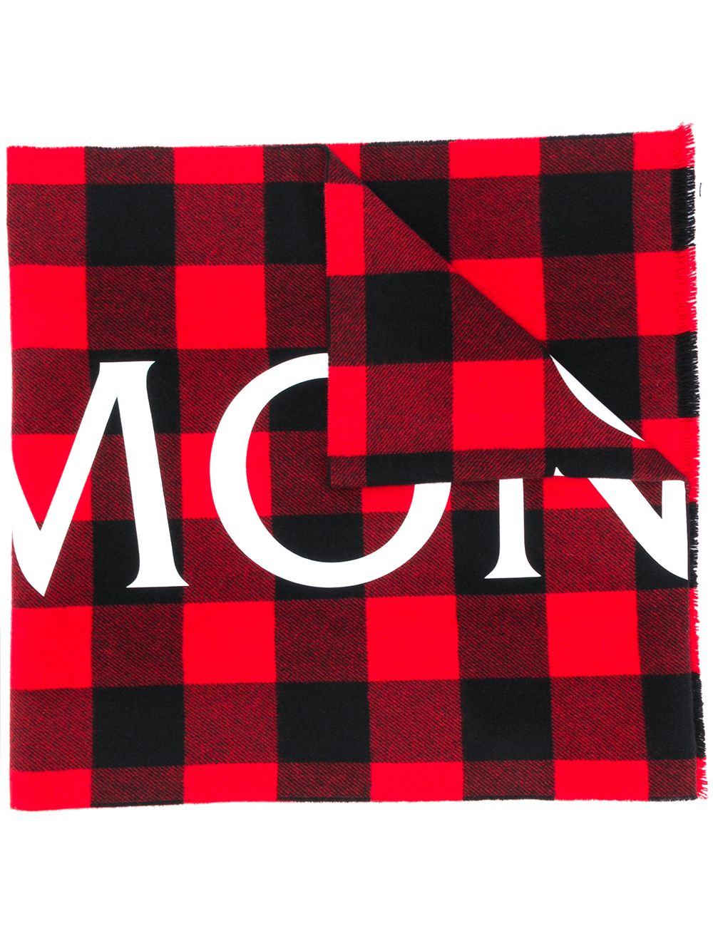 Shop Moncler Logo-check Wool Scarf