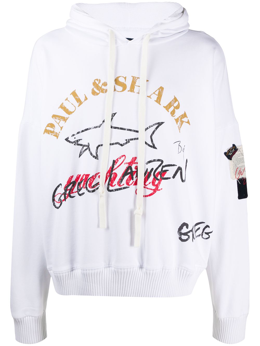 Shop Greg Lauren X Paul & Shark Logo-print Hooded Sweatshirt
