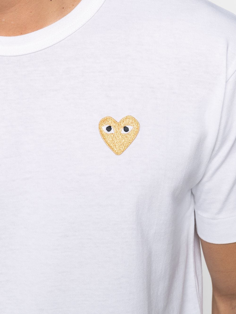 Shop Comme Des Garçons Play Embroidered Logo Cotton T-shirt