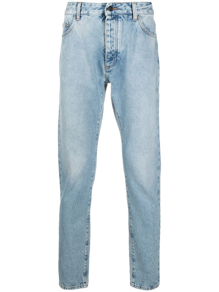 monogram-print slim-cut jeans