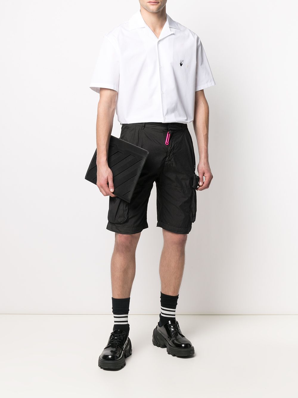 Shop Off-white Logo-print Cargo Shorts