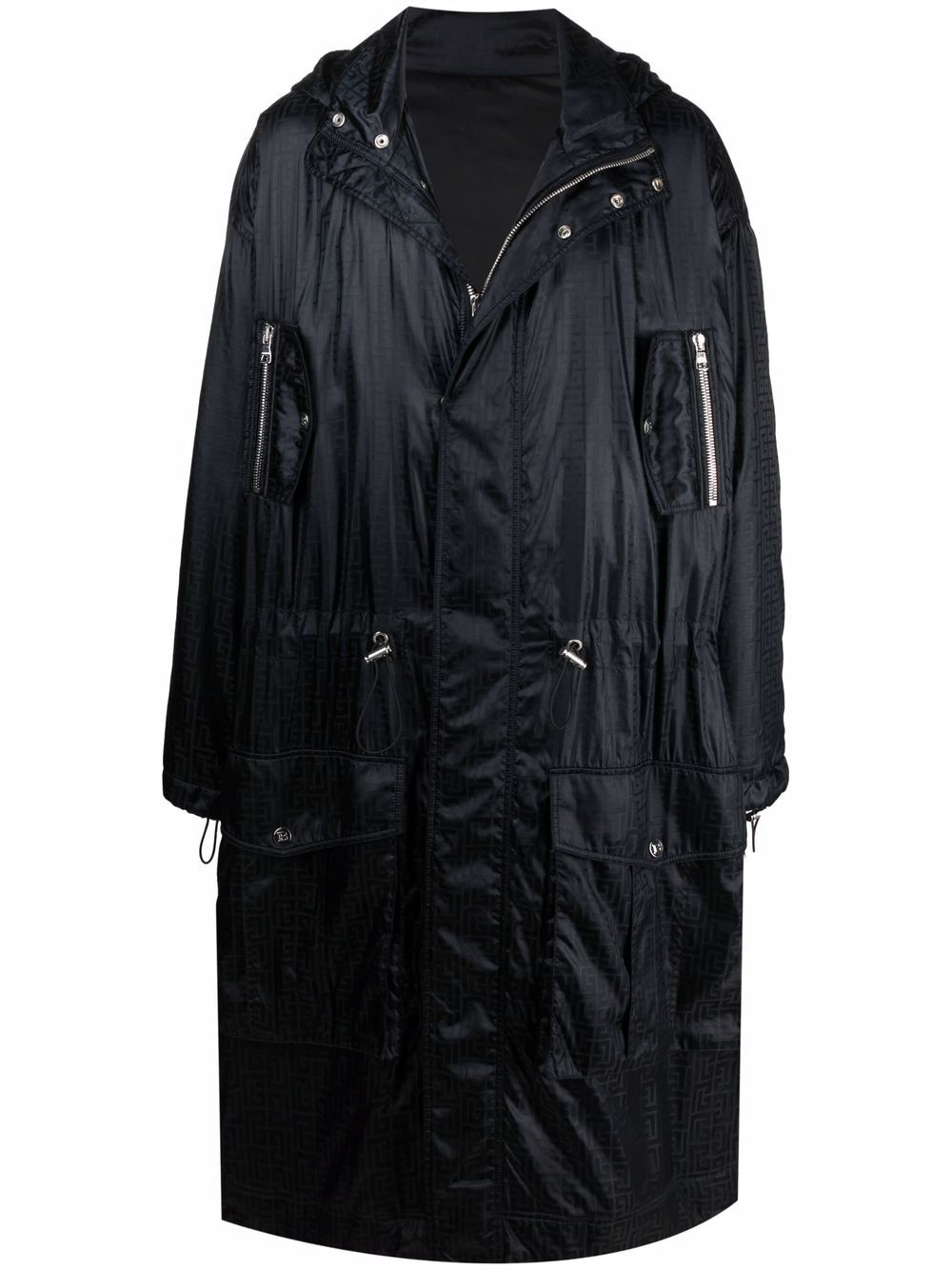 Shop Balmain Funnel Neck Parka