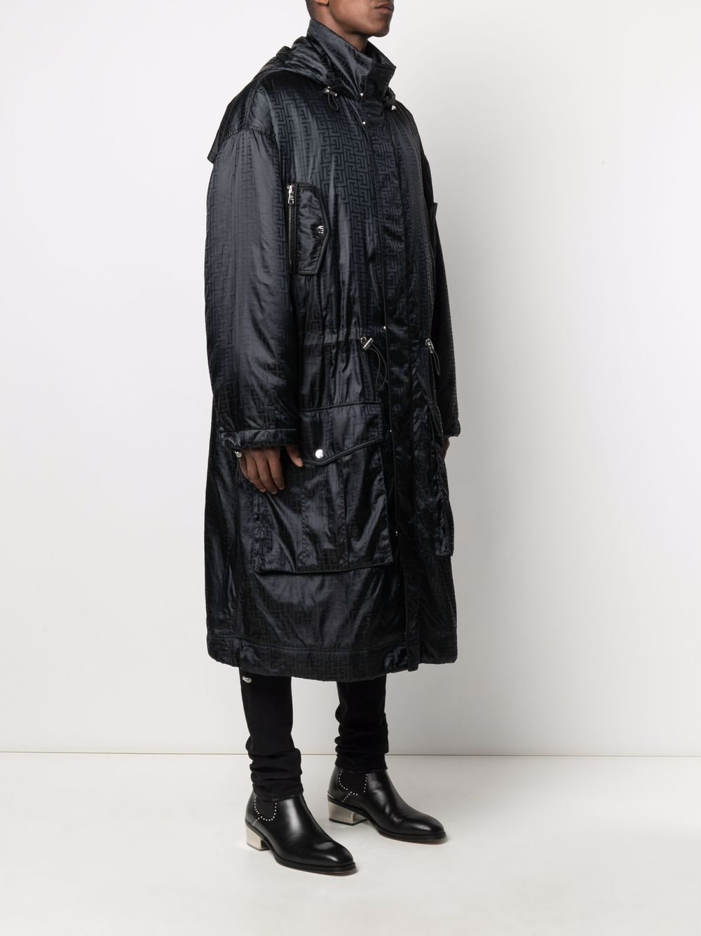 Shop Balmain Funnel Neck Parka