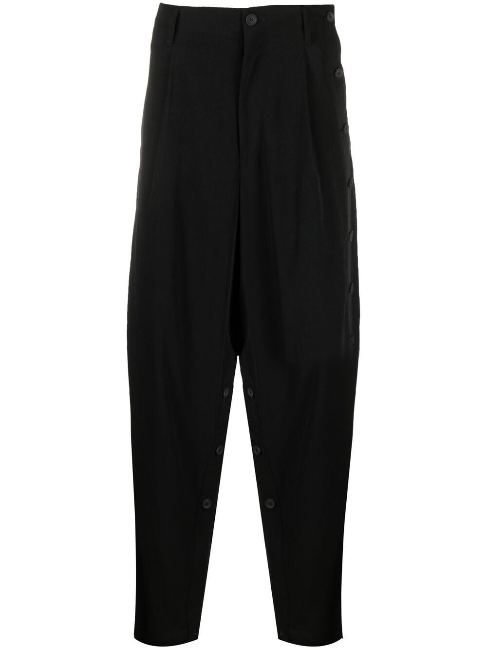 Shop Yohji Yamamoto Drop-crotch Linen Trousers