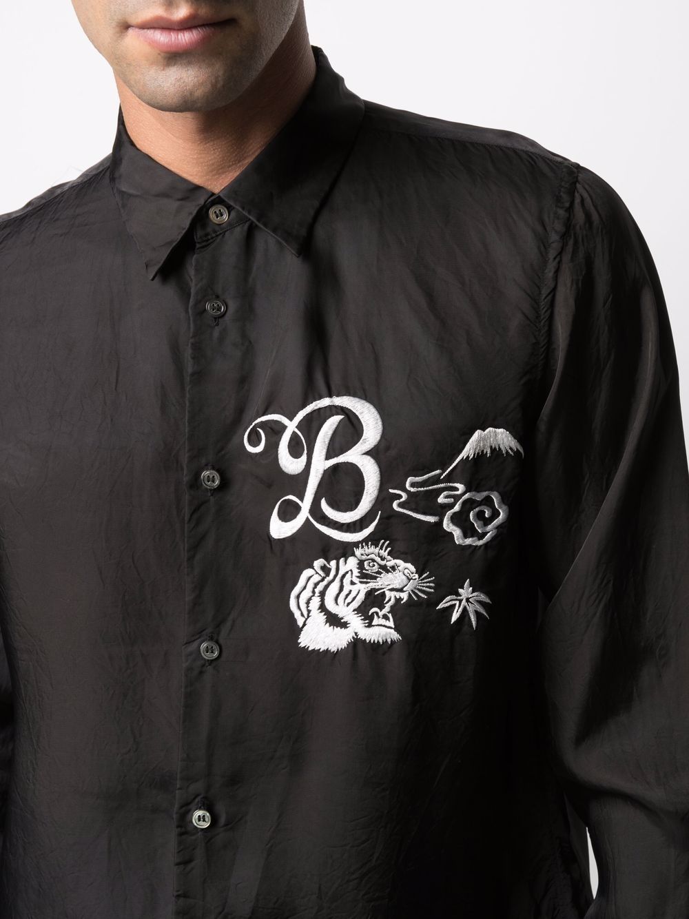 Shop Black Comme Des Garçons Embroidered-detail Shirt
