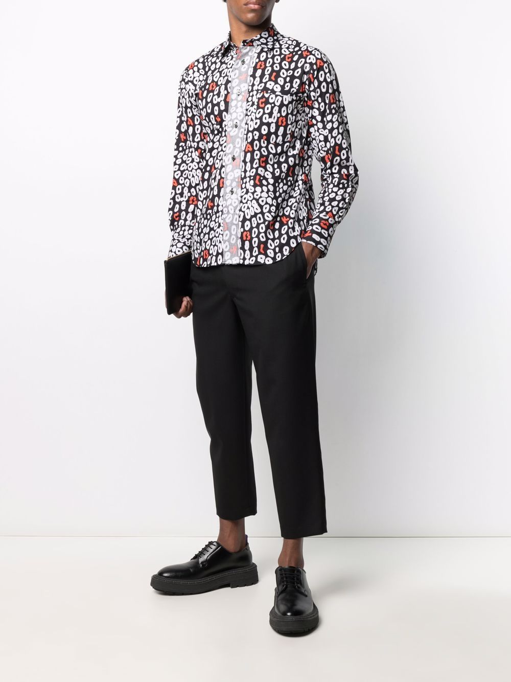 Shop Black Comme Des Garçons Leopard-print Cotton Shirt