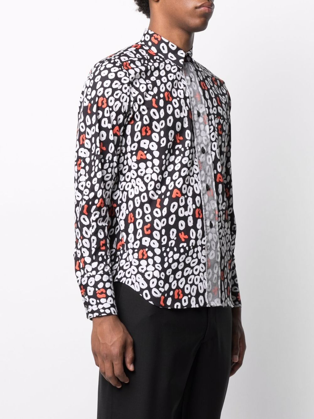 Shop Black Comme Des Garçons Leopard-print Cotton Shirt