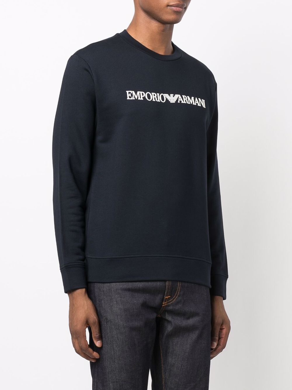 Shop Emporio Armani Logo-print Crew-neck Sweatshirt