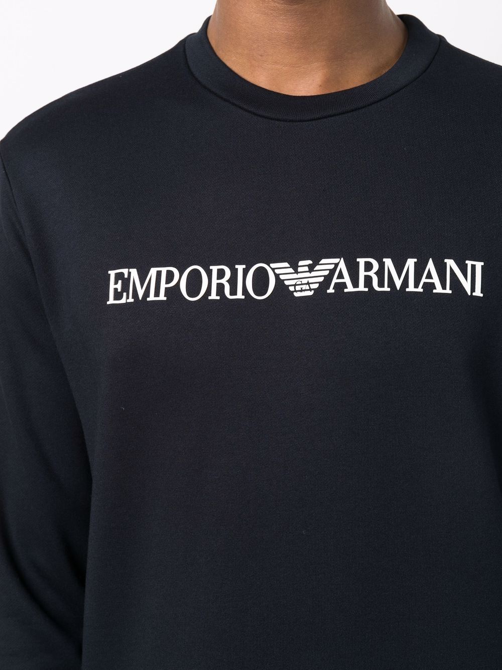 Shop Emporio Armani Logo-print Crew-neck Sweatshirt