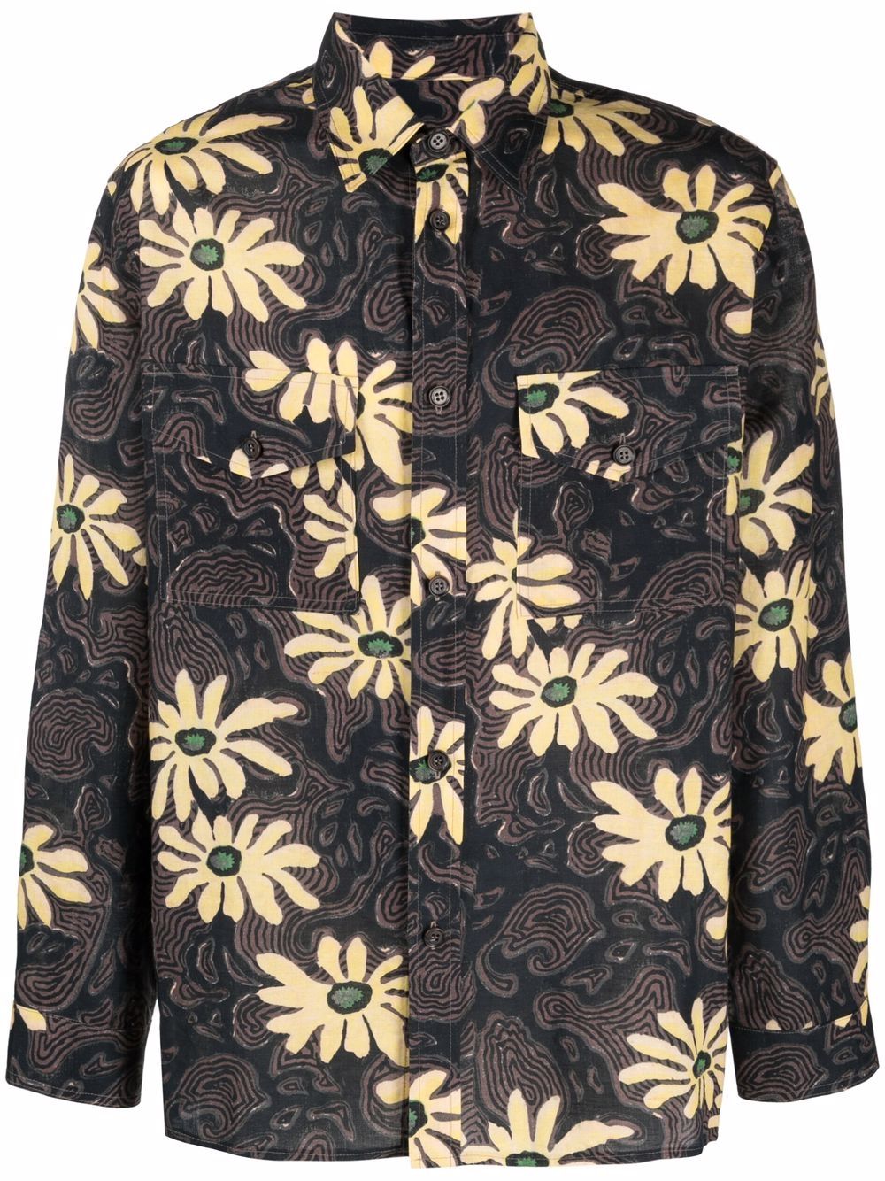 Shop Nanushka Floral Print Shirt Jacket