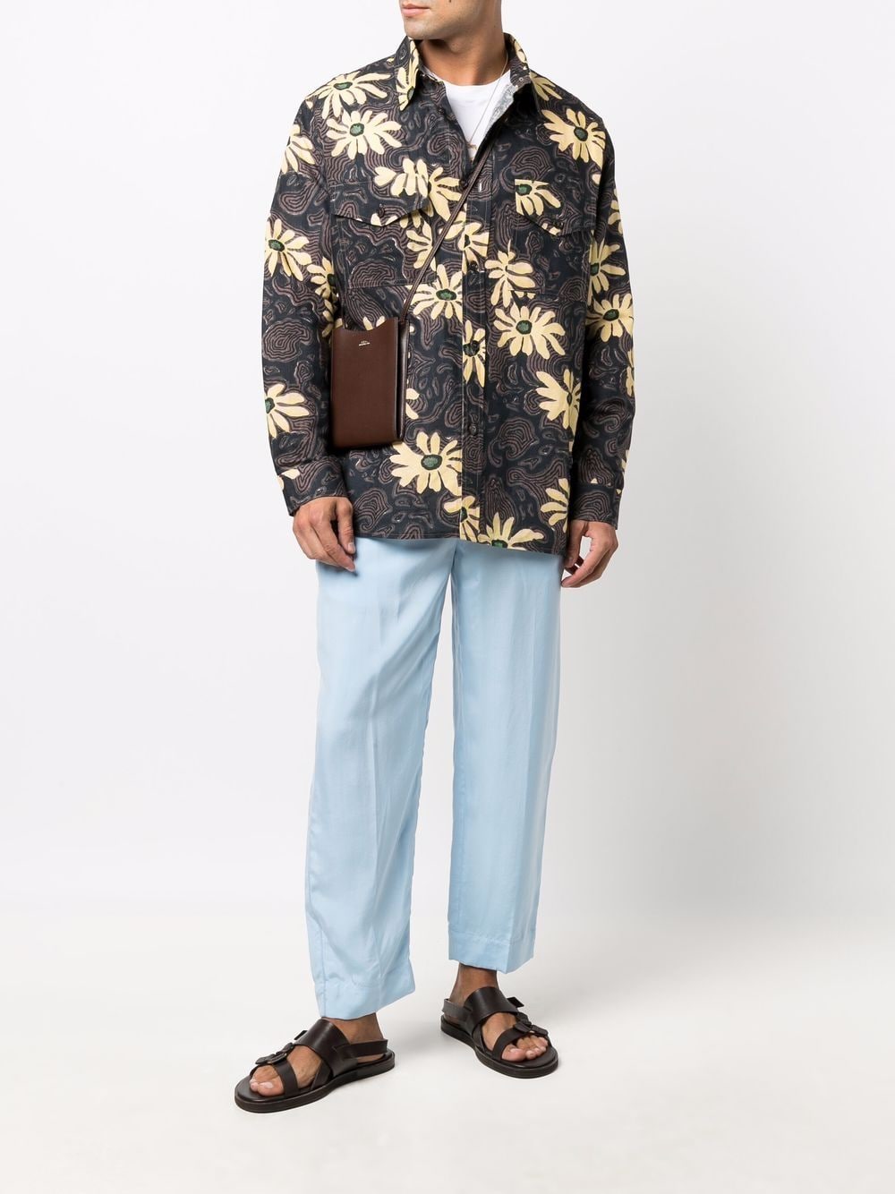 Shop Nanushka Floral Print Shirt Jacket