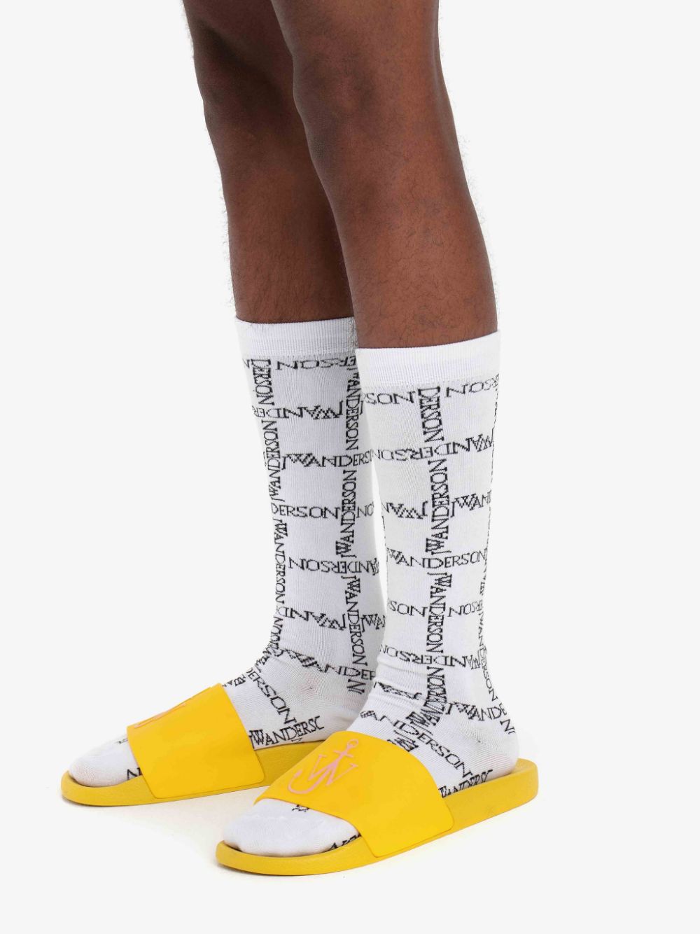 Shop Jw Anderson Intarsia-logo Long Ankle Socks