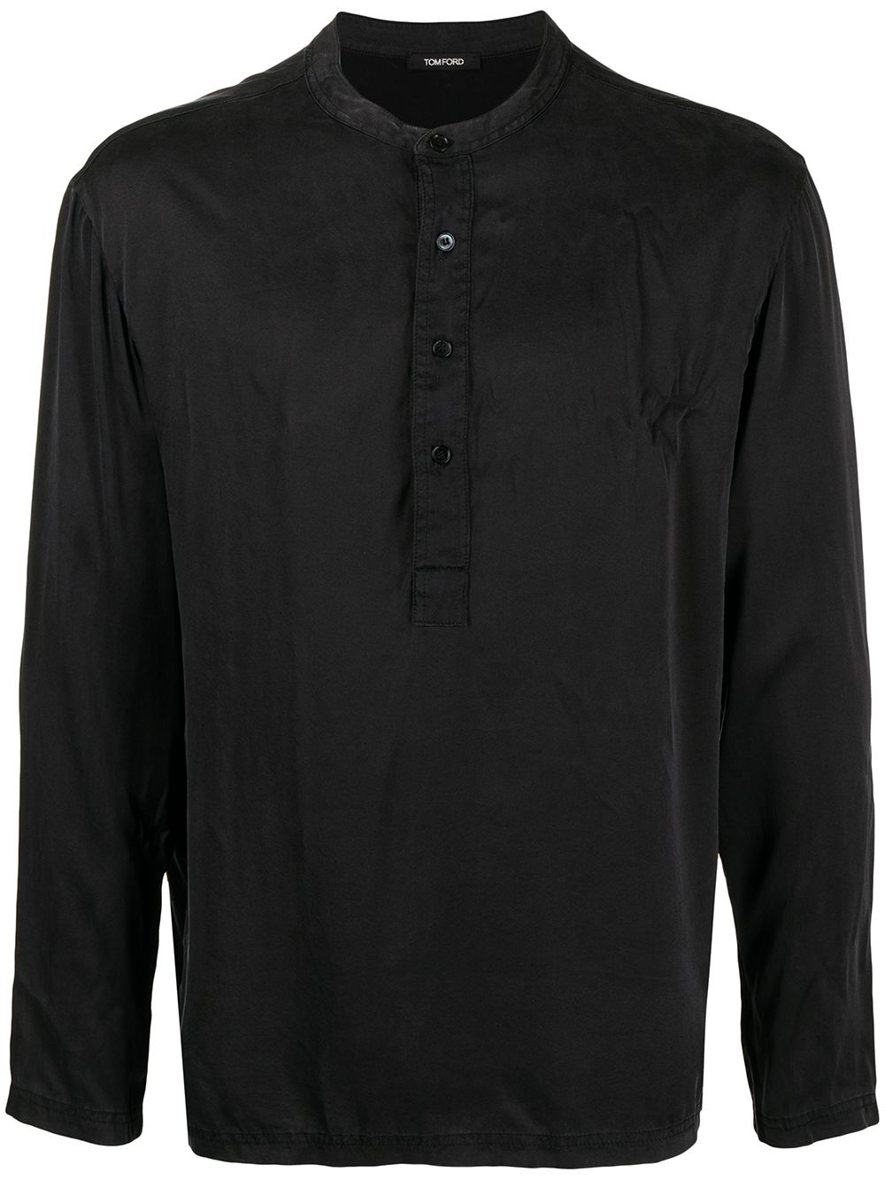 Shop Tom Ford Henley Stretch-silk Loungewear Shirt