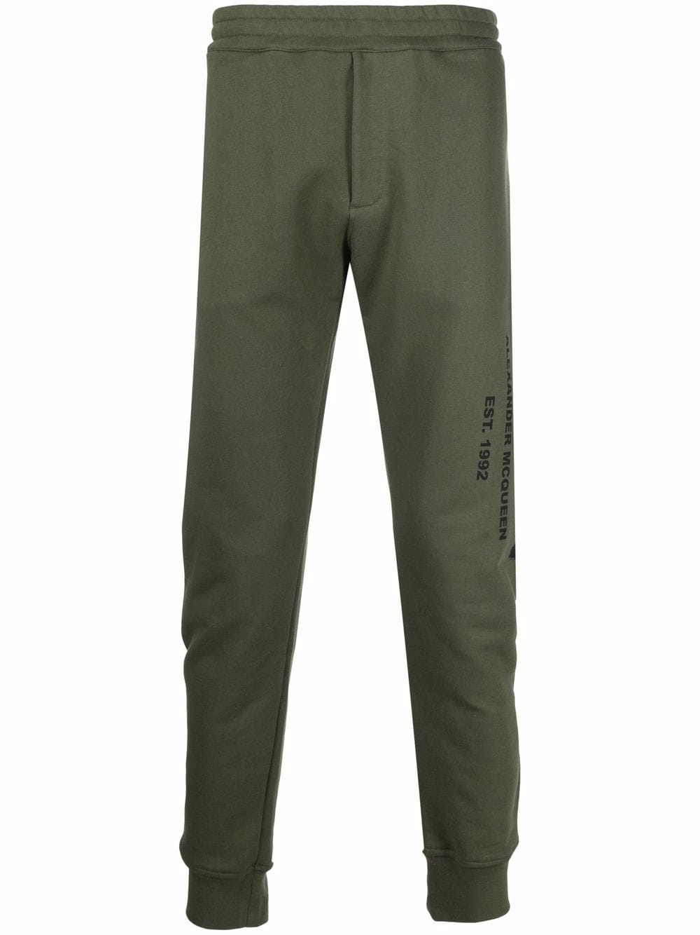 Shop Alexander Mcqueen Logo Print Tapered Track Trousers