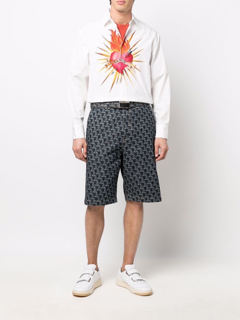 Shop Lanvin Geometric-print Bermuda Shorts