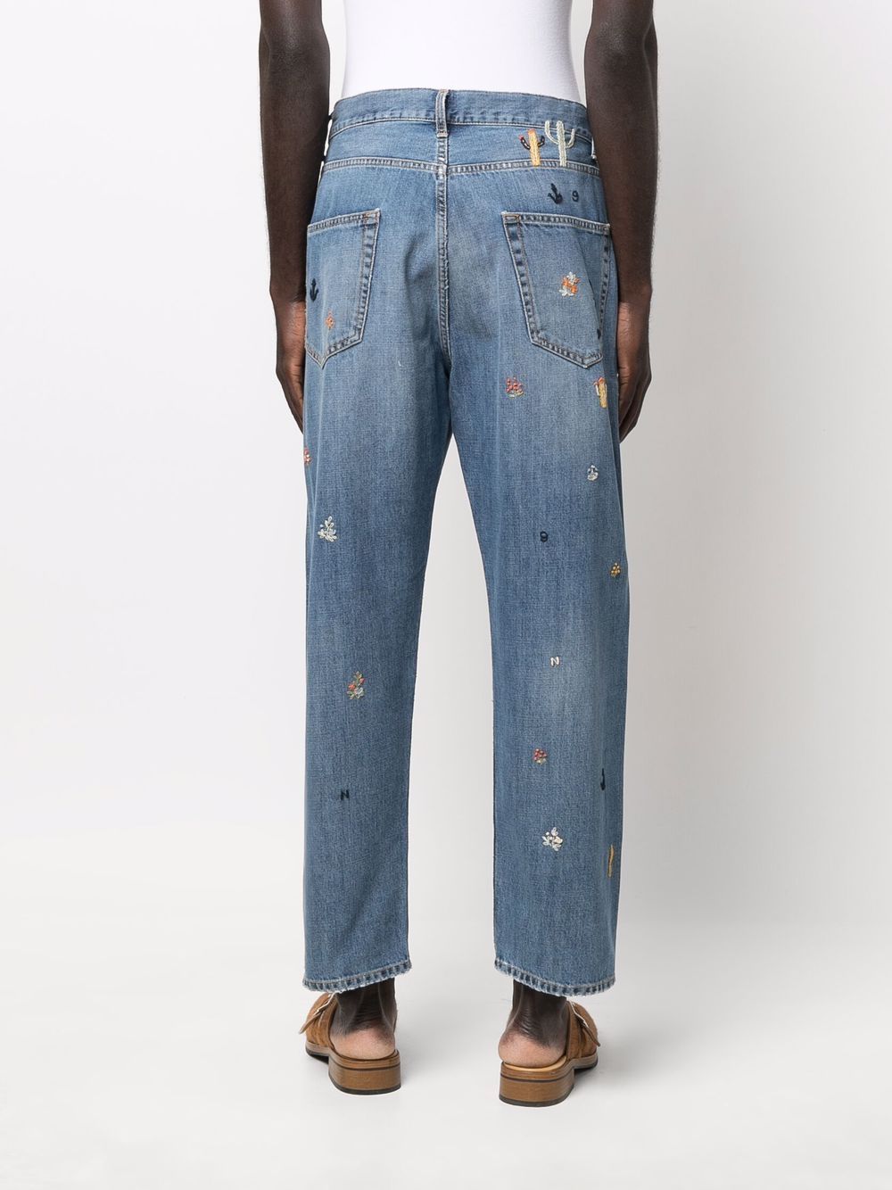 Shop Nick Fouquet Embroidered-motif Straight-leg Jeans