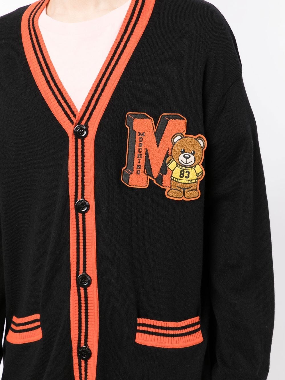 Shop Moschino Embroidered Toy-bear Patch Cardigan