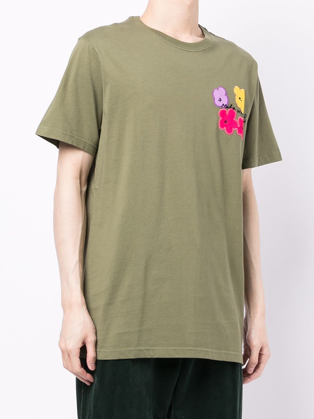 Shop Maharishi Floral-embroidered Organic Cotton T-shirt