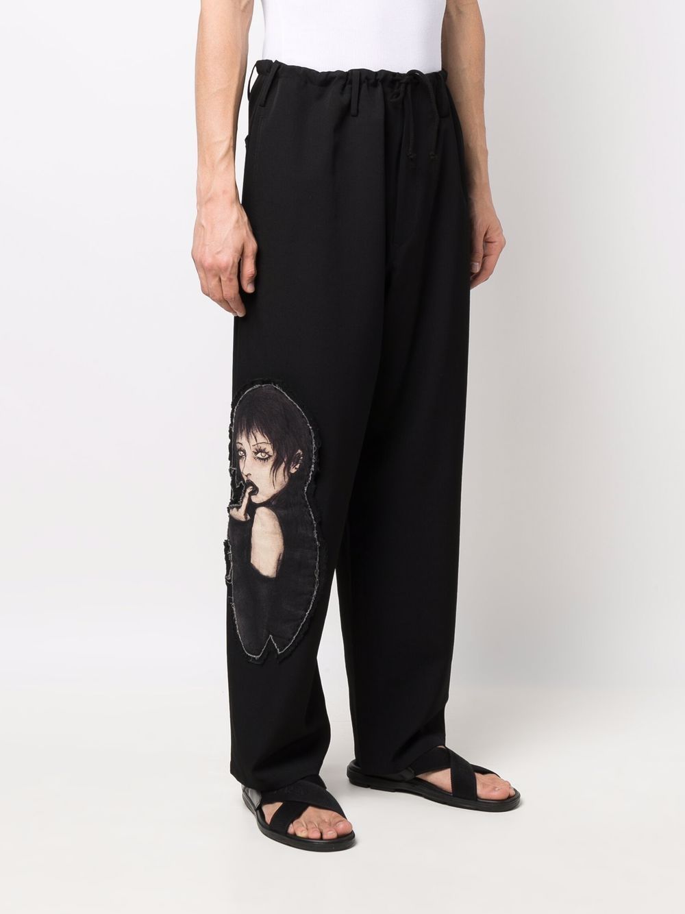 Shop Yohji Yamamoto Drawstring Straight-leg Trousers