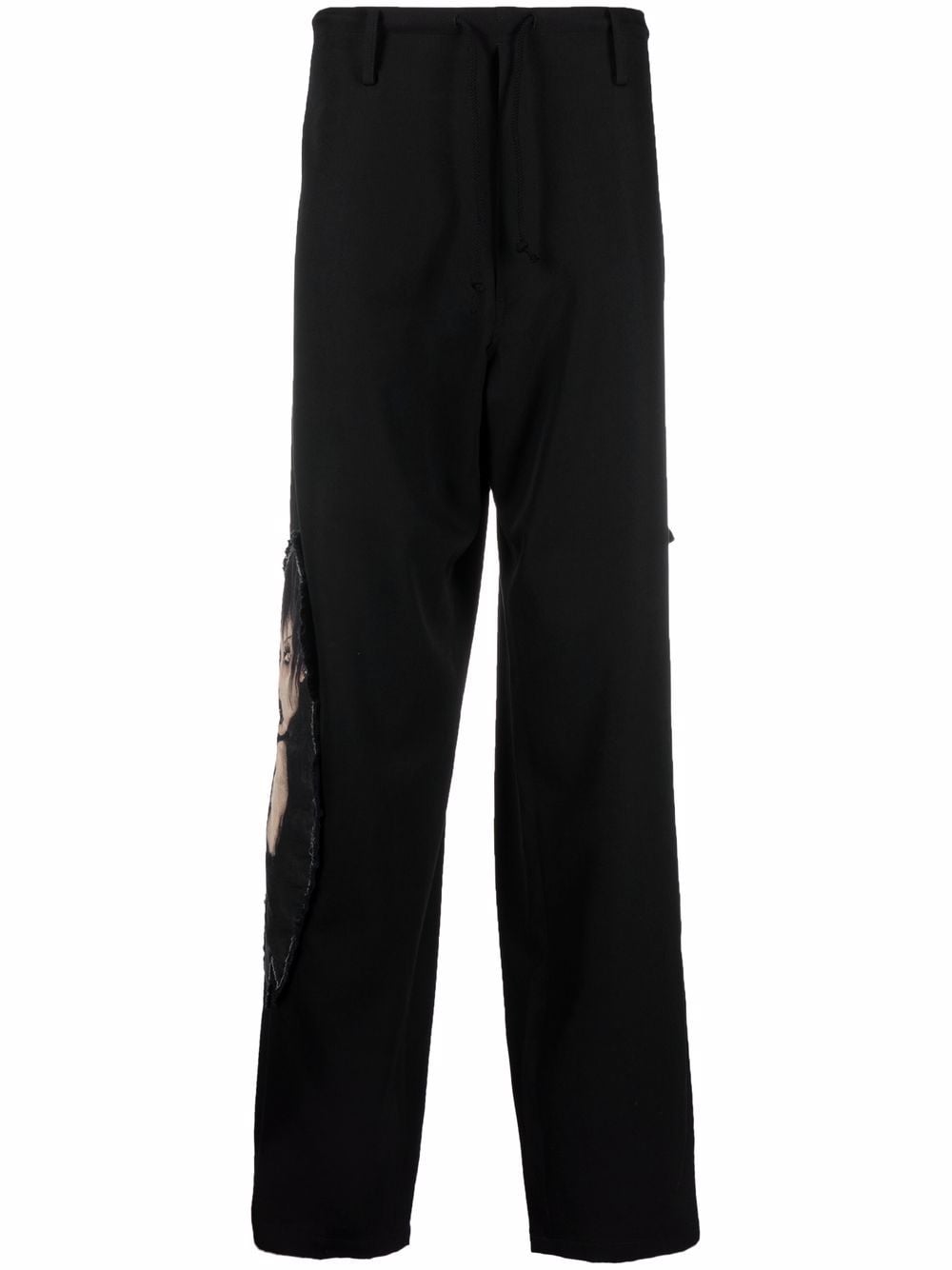 Shop Yohji Yamamoto Drawstring Straight-leg Trousers