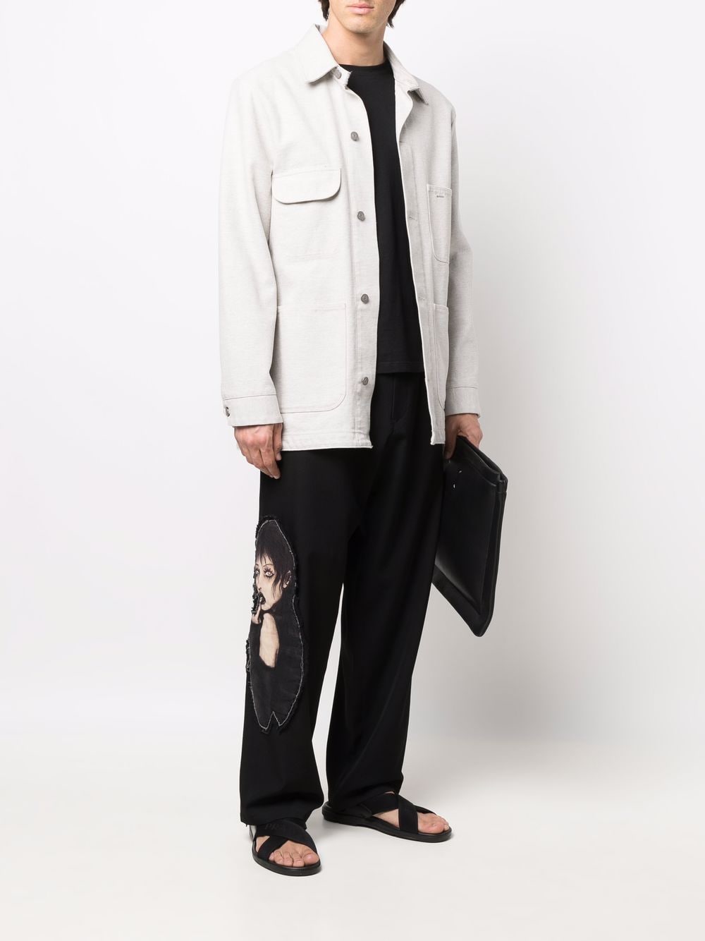 Shop Yohji Yamamoto Drawstring Straight-leg Trousers