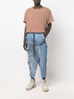 Patchwork Drawstring-Waist Tapered Jeans