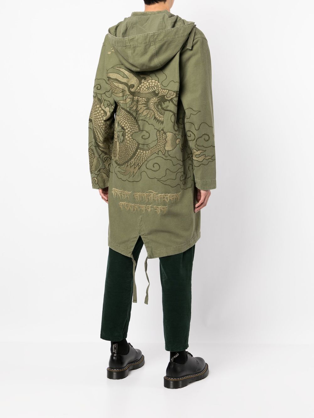 Shop Maharishi Embroidered Front-tie Fastening Jacket