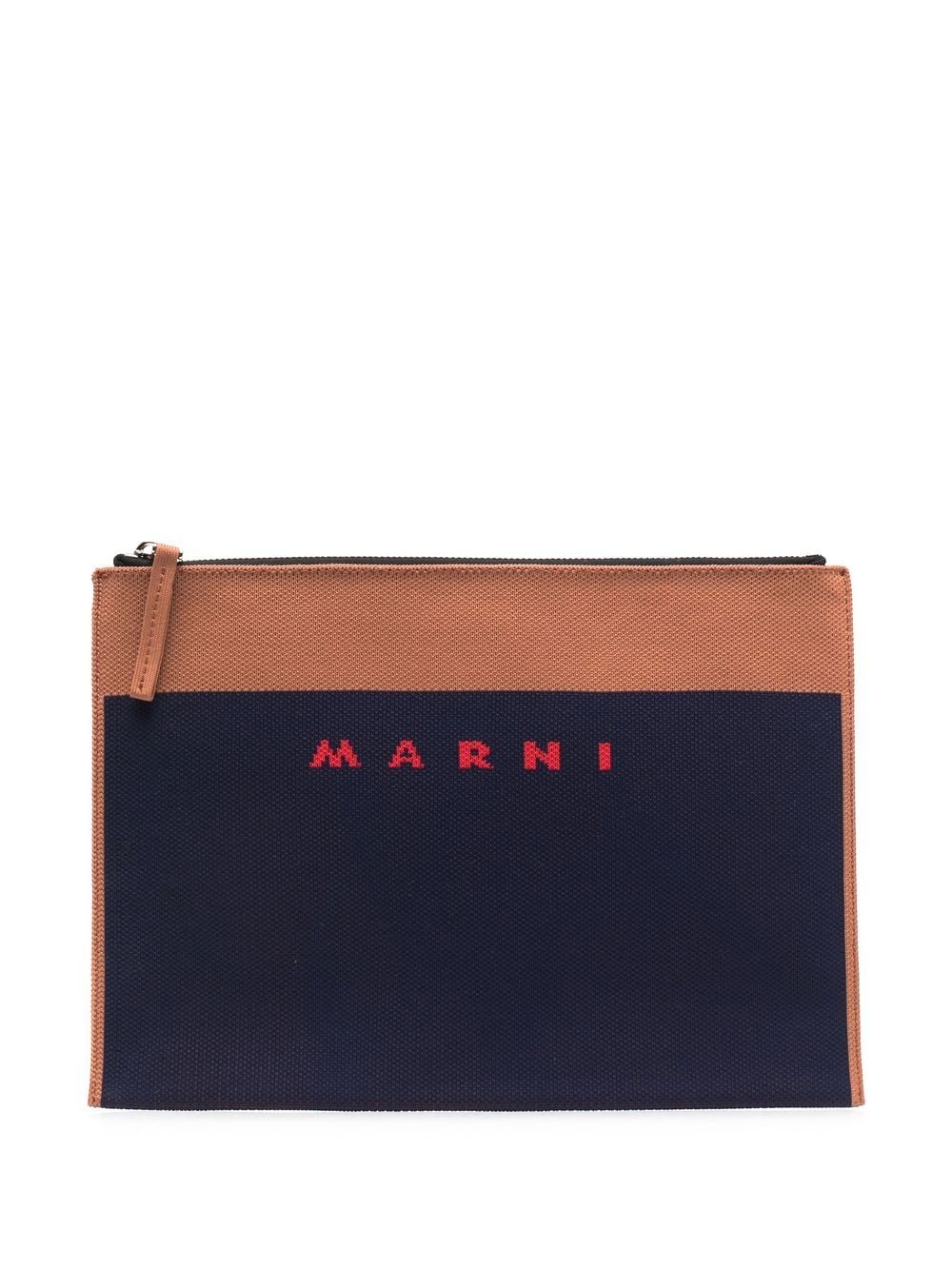 Shop Marni Logo Print Clutch Bag
