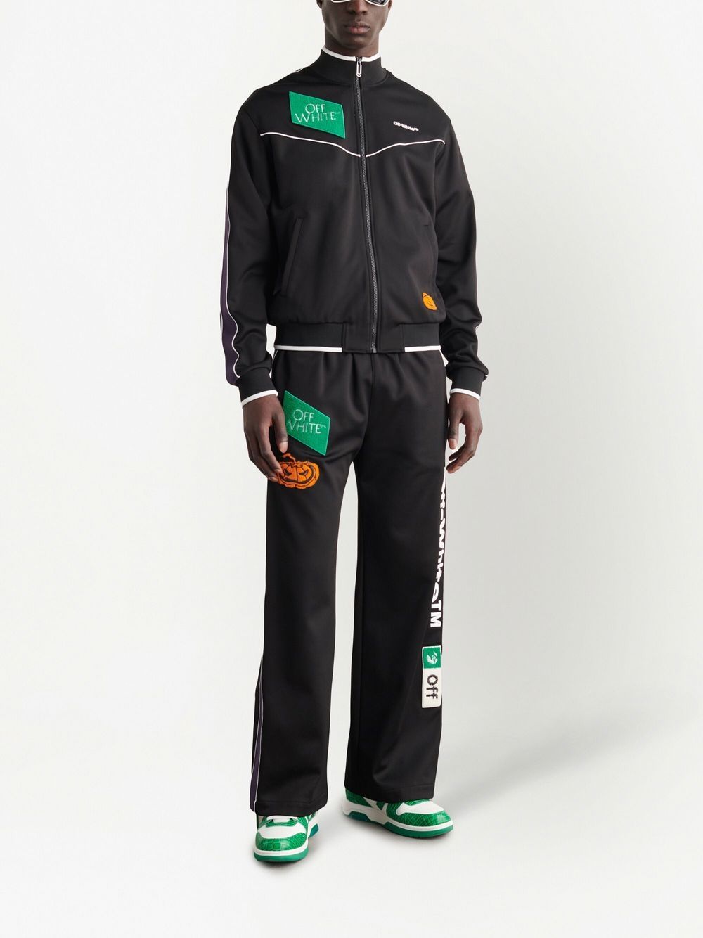 Shop Off-white Embroidered-logo Zipped Track Jacket