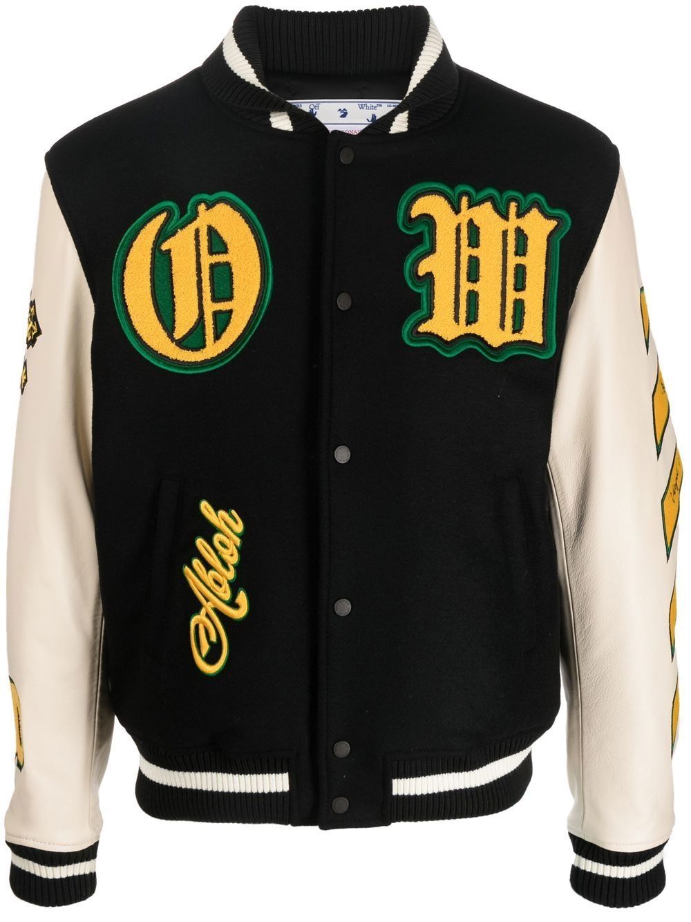 Shop Off-white Logo-patch Varsity Jacket