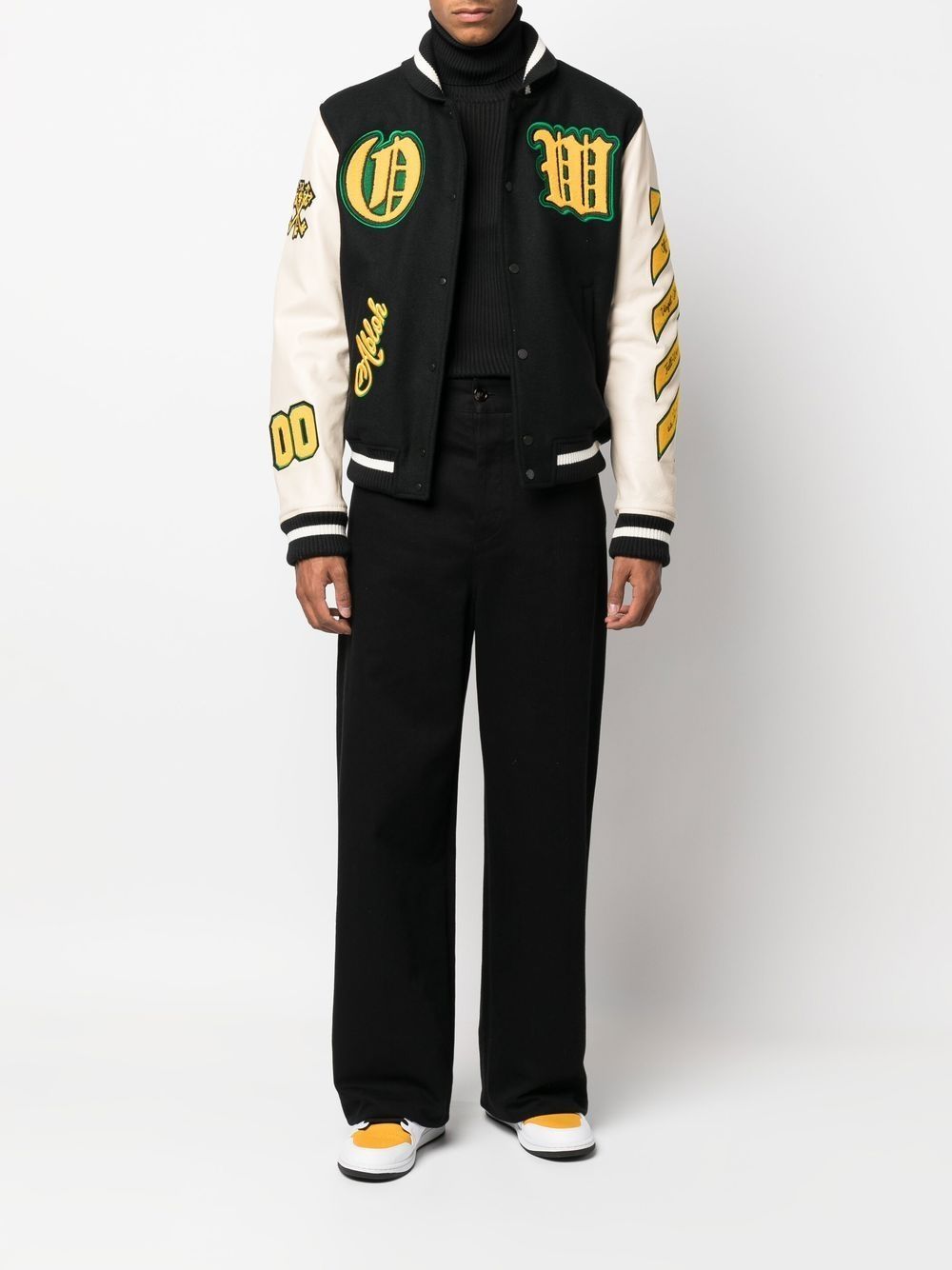 Shop Off-white Logo-patch Varsity Jacket