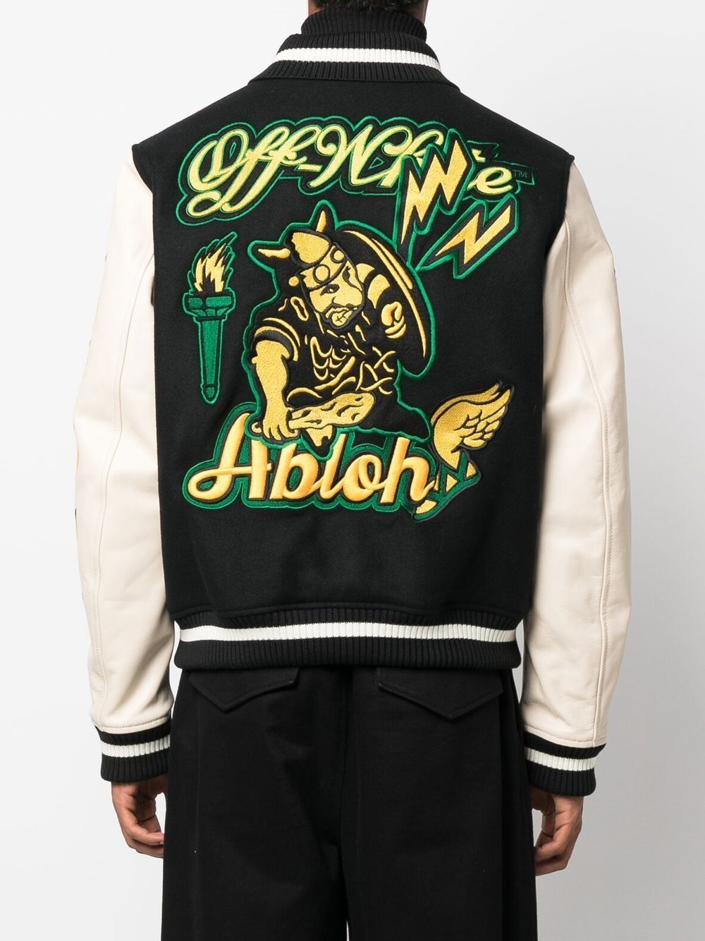 Shop Off-white Logo-patch Varsity Jacket