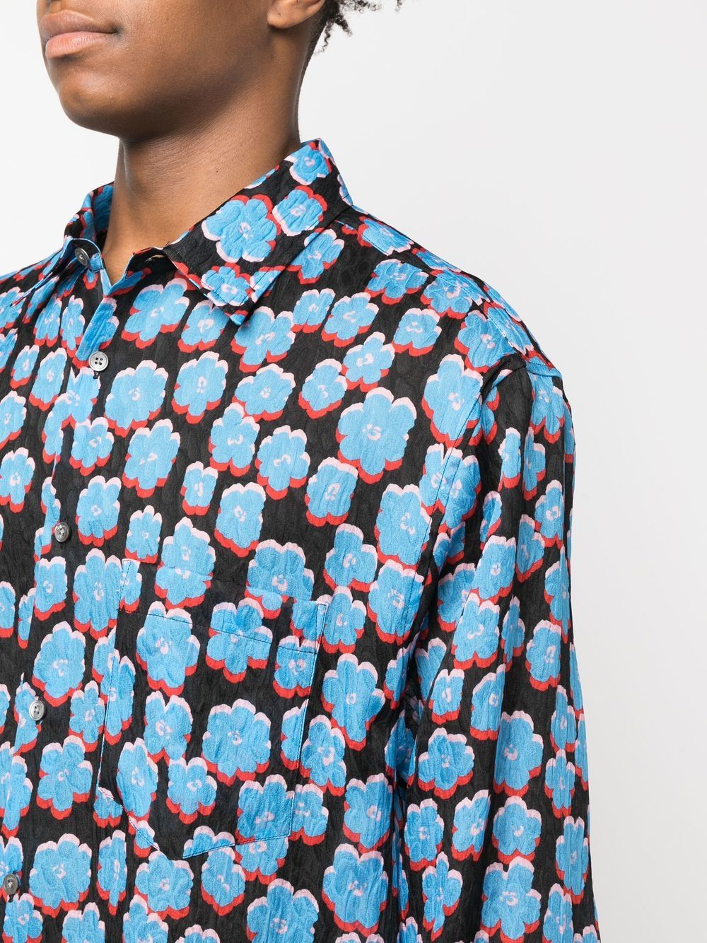 Shop Lanvin Floral-print Cotton Shirt