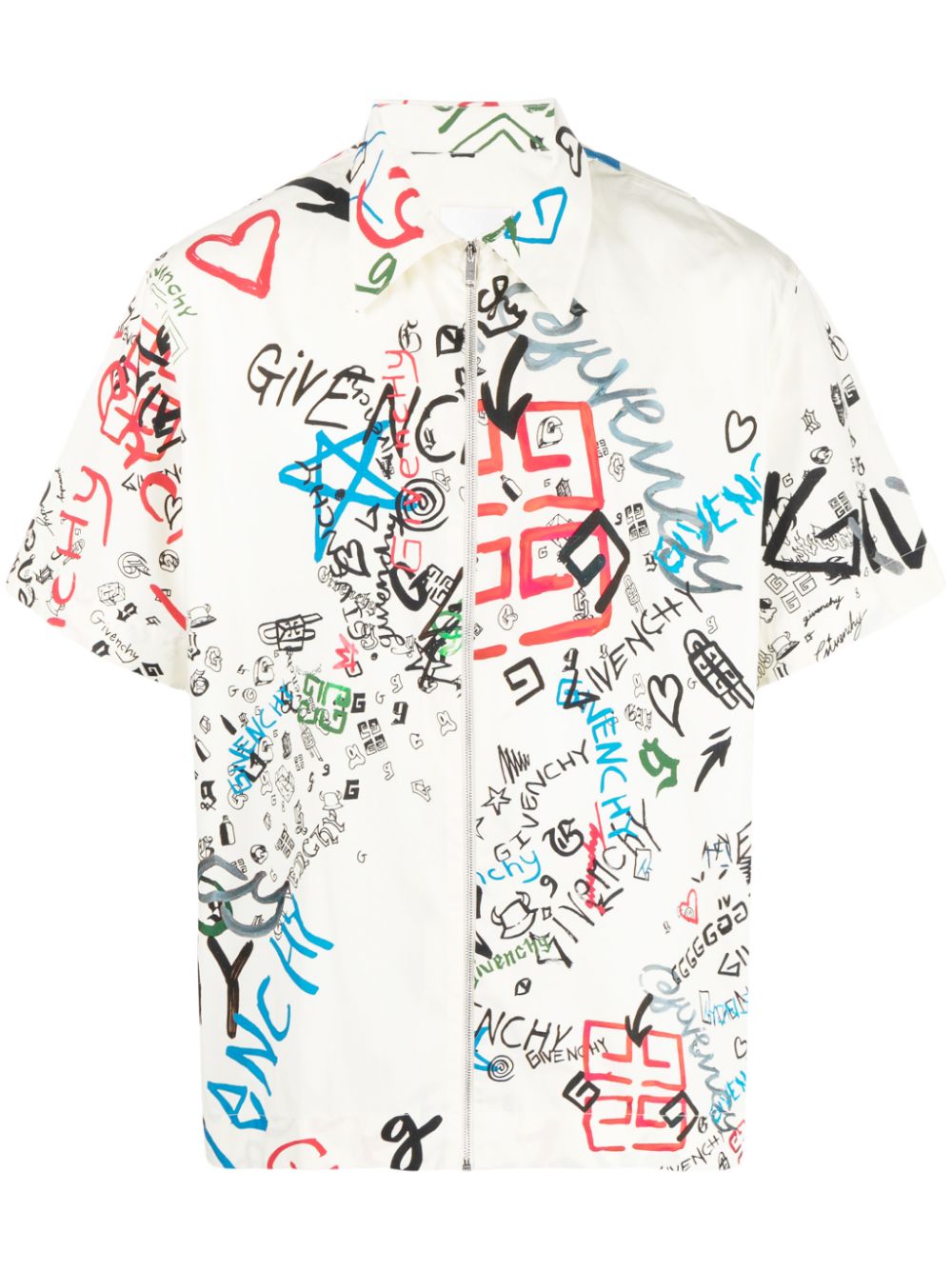 Shop Givenchy Graffity Graphic Print Short Sleeved Shirt