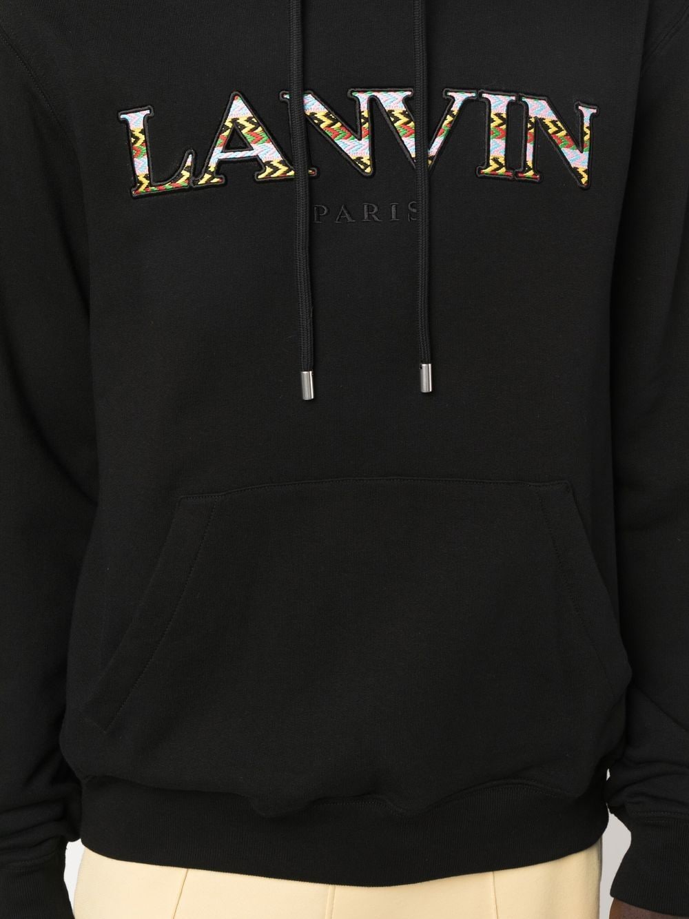 Shop Lanvin Embroidered-logo Pouch-pocket Hoodie