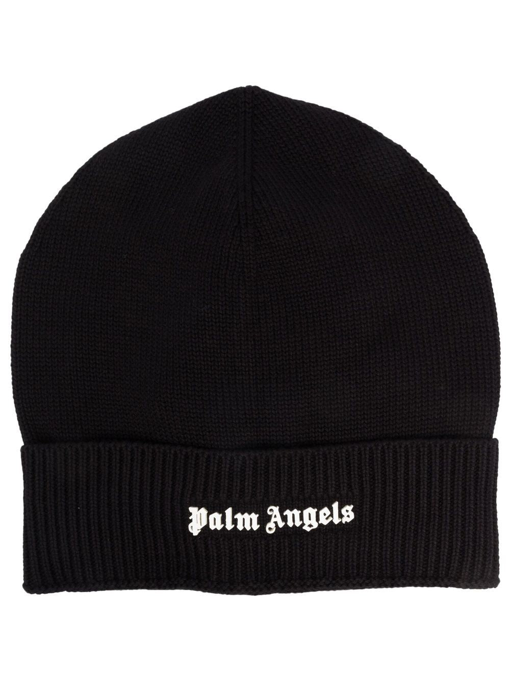 Shop Palm Angels Logo-lettering Knitted Beanie