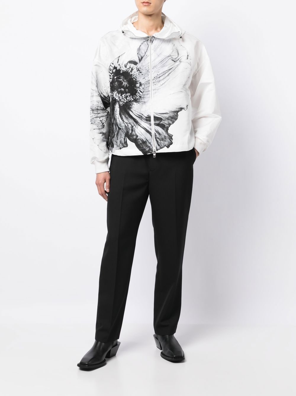 Shop Alexander Mcqueen Floral-print Hooded Jacket