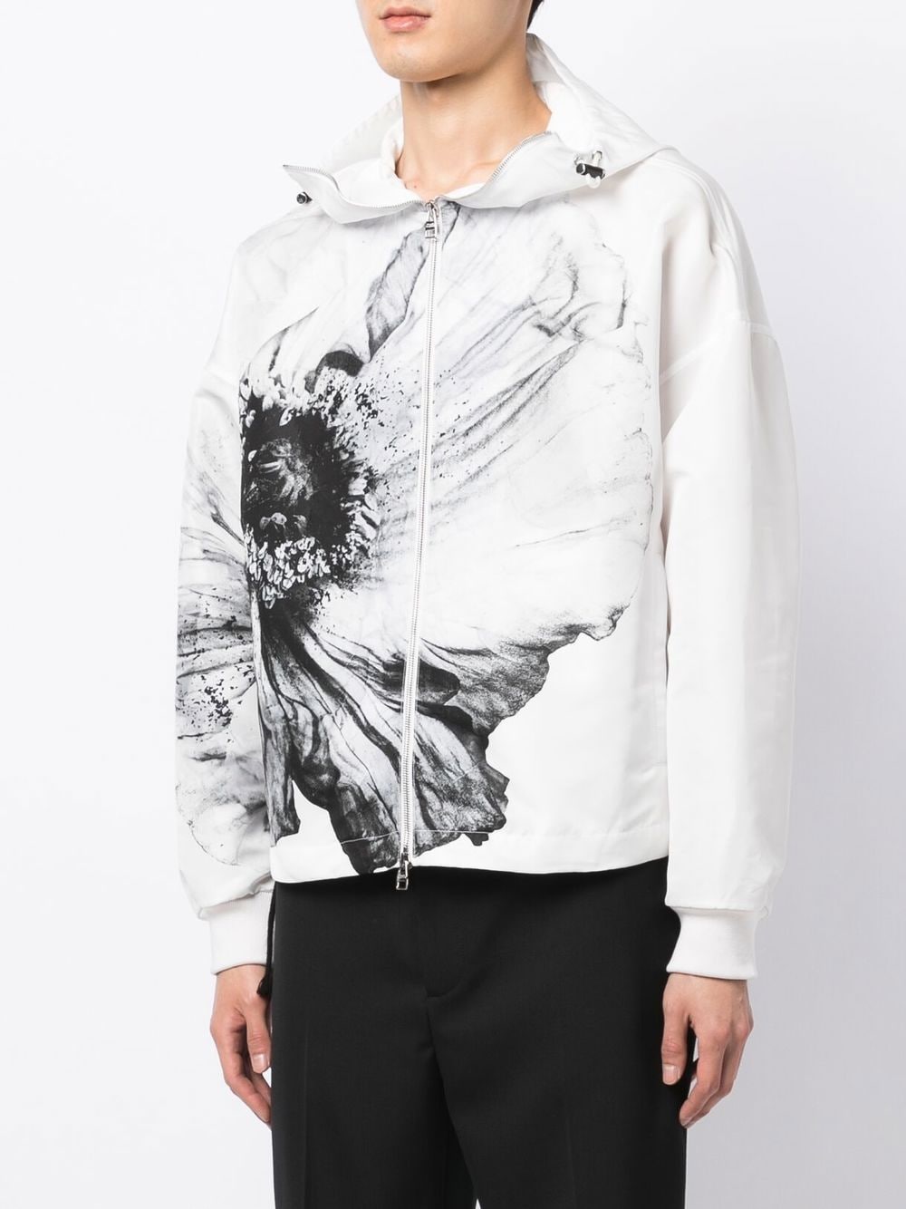 Shop Alexander Mcqueen Floral-print Hooded Jacket